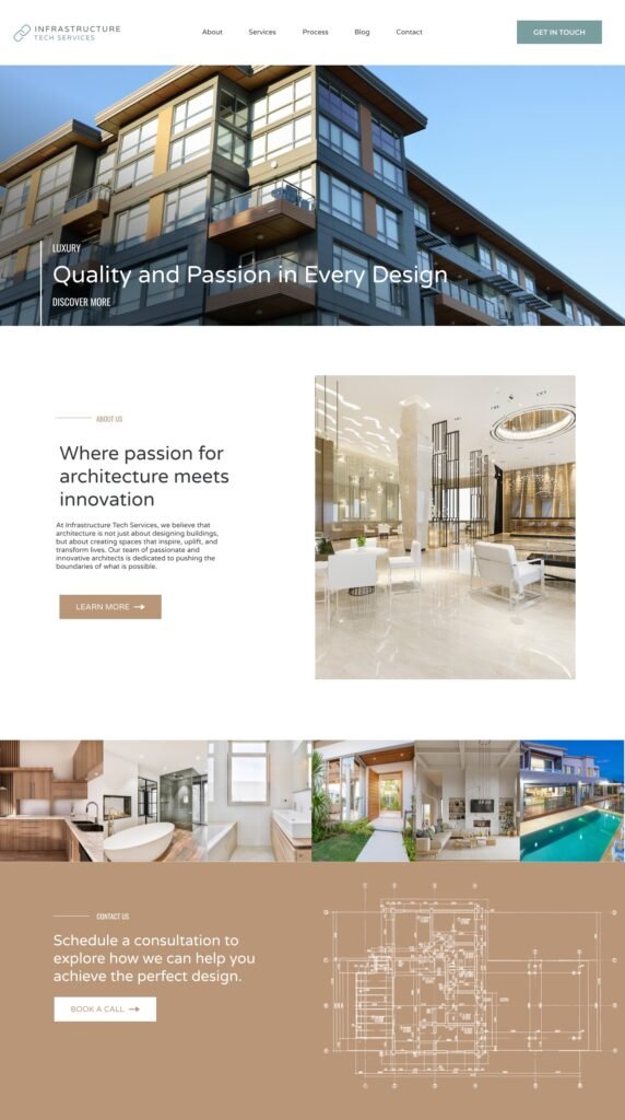 Elegant website design template showcasing a sleek and professional layout tailored for industries like construction, infrastructure, and engineering.